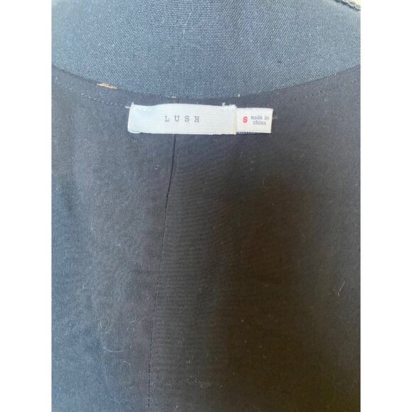 lush black floral wrap dress small black flowers tank top mini - Picture 6 of 8